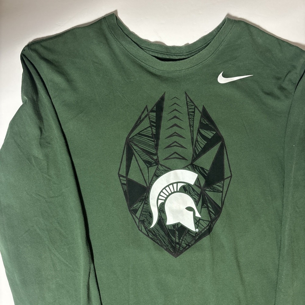 Nike Michigan State‎ Spartans Dri Fit Long Sleeve T Shirt Men Size L Green